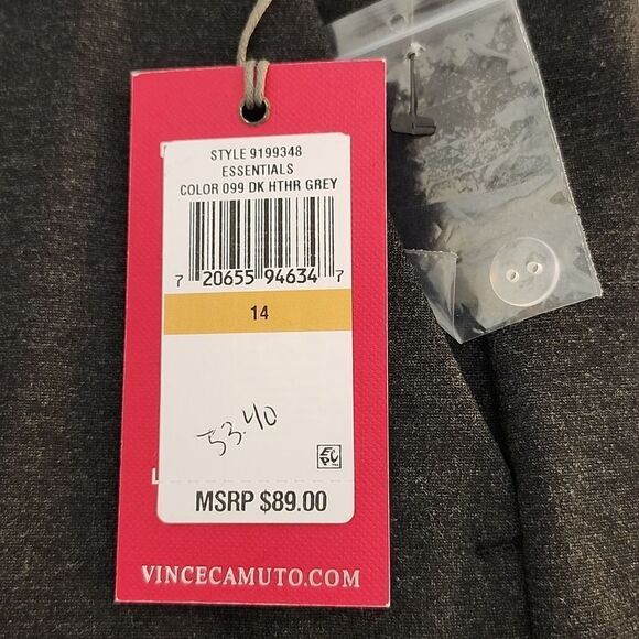 VINCE CAMUTO Style 9199348 Dark Heather Grey Thick Viscose± Warm Pant Size 14 - Picture 5 of 14